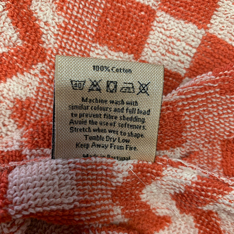 OAS Taille L Orange Blanc Abstrait Éponge Chemise à manches courtes Camp