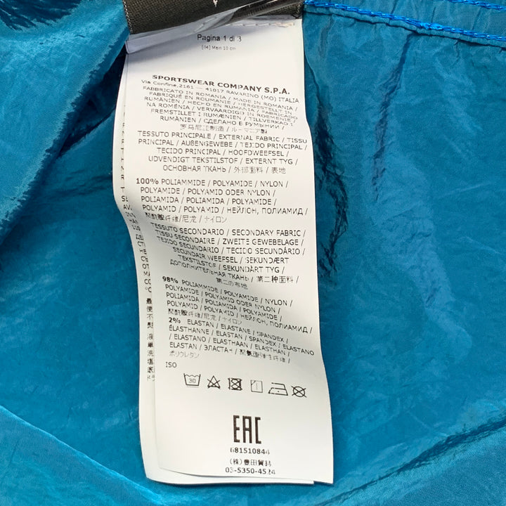 STONE ISLAND Size XXL Aqua Blue Polyamide Windbreaker Jacket