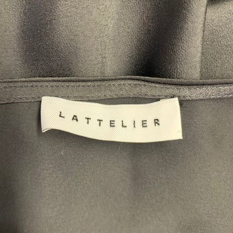 LATTELIER Size M Black Polyester Spaghetti Straps Slip Dress