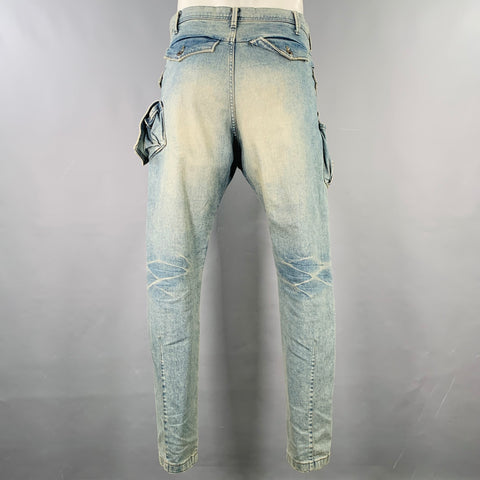 JULIUS JAPAN Size 34 Blue Denim Straight Cargo Jeans