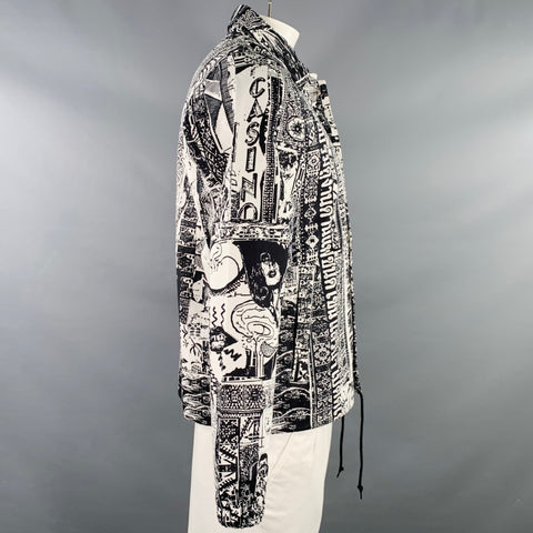 FUCKING AWESOME Size S White Black Abstract Cotton Shirt Jacket