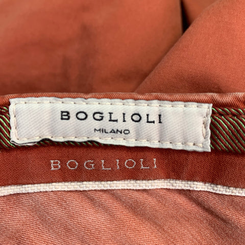 BOGLIOLI Size 30 Orange Rust Cotton Blend Flat Front Casual Pants