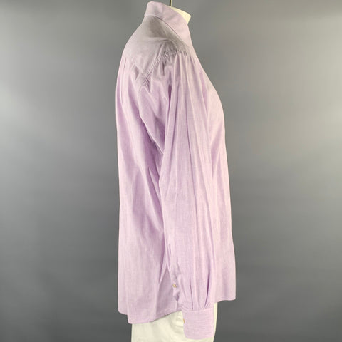 ERMENEGILDO ZEGNA Size XL Purple Lilac Heather Cotton Long Sleeve Shirt