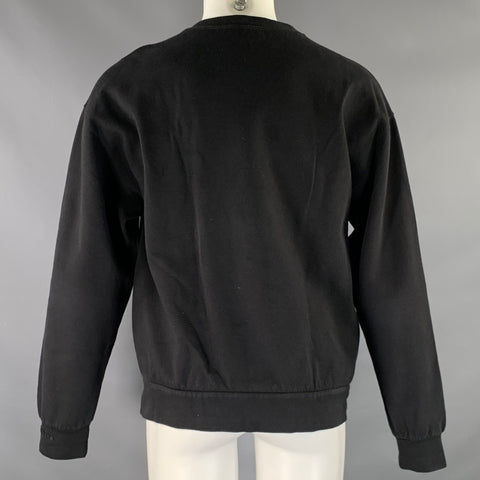 DOLCE & GABBANA Taille M Noir Logo Coton Mélange Col Rond Sweat-shirt