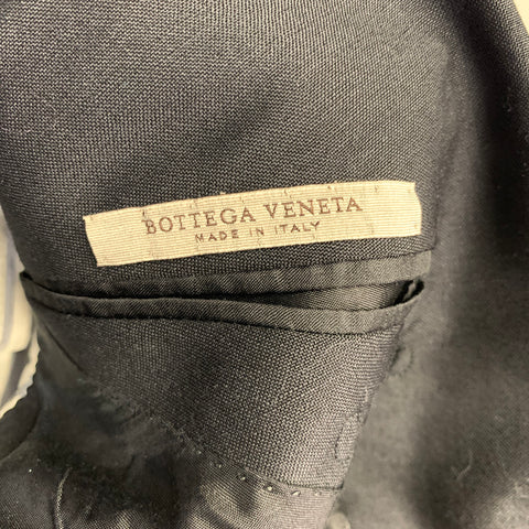 BOTTEGA VENETA Size 34 Black Wool Kid Mohair Notch Lapel Suit