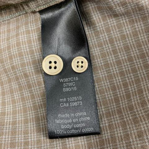 JOHN VARVATOS Taille M Chemise à manches longues en coton à carreaux marron