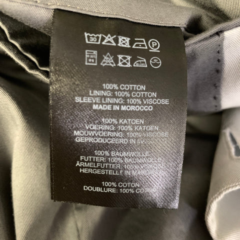 DRIES VAN NOTEN Chest Size 36 Grey Solid Cotton Notch Lapel Sport Coat