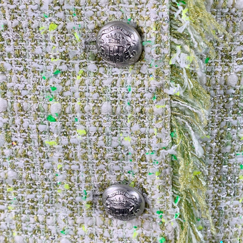TAGLIATORE Size L Green White Cotton Blend Tweed Jacket Blazer