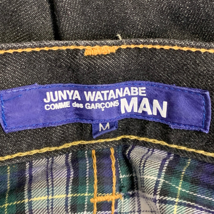 JUNYA WATANABE Size M Indigo Yellow Twill Cotton Blend Contrast Stitch Straight Jeans