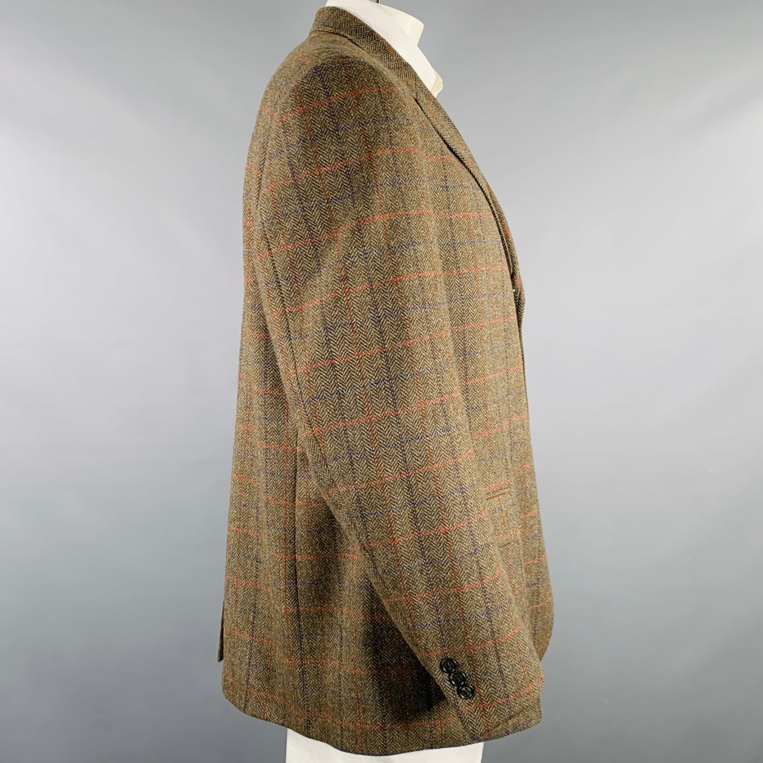 J.PRESS Size 46 Brown Blue Red Window Pane Sport Coat