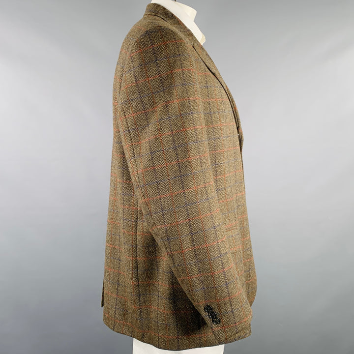 J.PRESS Size 46 Brown Blue Red Window Pane Sport Coat