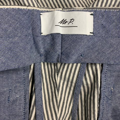 MR P. Size 42 White Grey Seersucker Cotton Single Breasted Shorts Suit