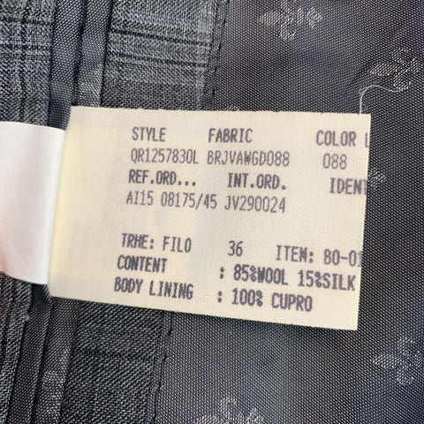 JOHN VARVATOS Size 40 Grey Charcoal Plaid Wool Silk Sport Coat
