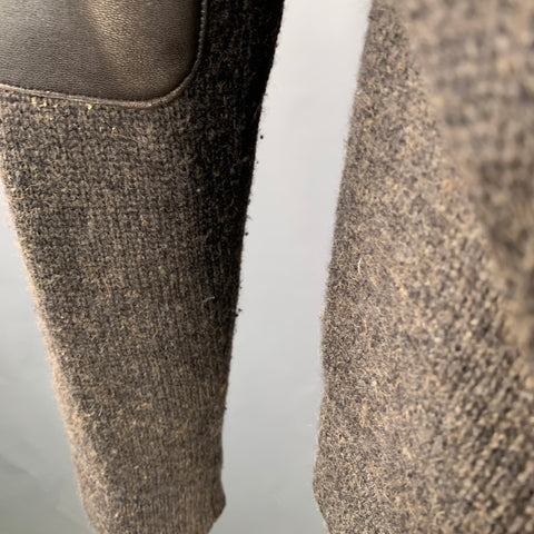 JOHN VARVATOS Size M Brown Heather Wool Camel Hooded Zip Up Sweater