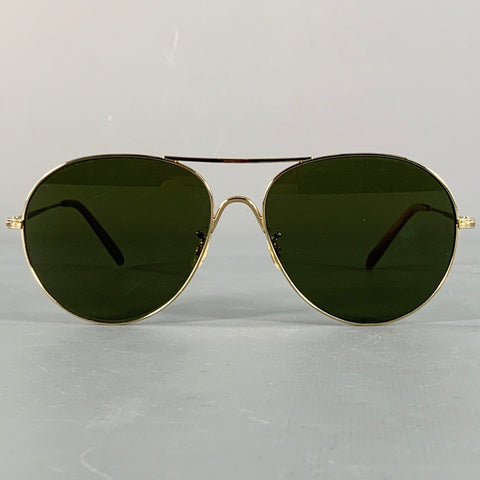 OLIVER PEOPLES Rockmore Gold Engraved Metal Aviator Sunglasses