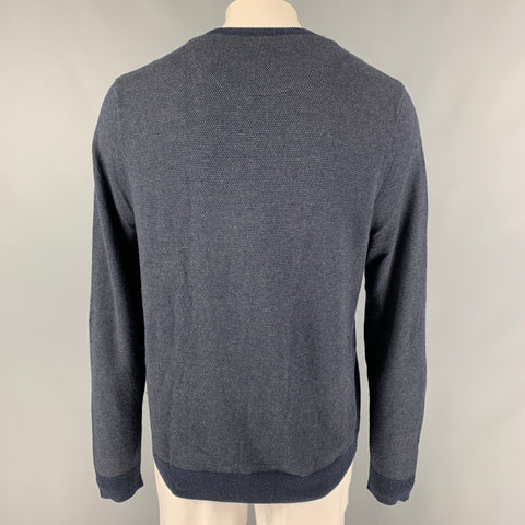 NORDSTROM Size L Navy Grey Dots Nylon Blend Crew-Neck Pullover