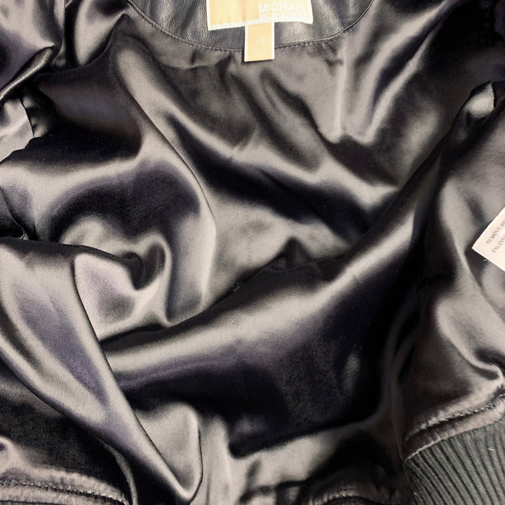 MICHAEL by MICHAEL KORS Size XS Black Quilted Leather Studded Cropped Bomber Jacket