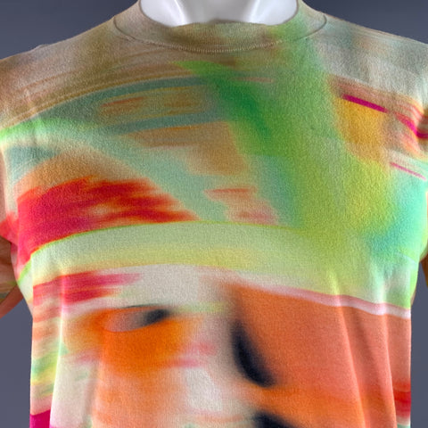 DRIES VAN NOTEN Size S Orange Neon Cotton Blend Tie Dye Pullover