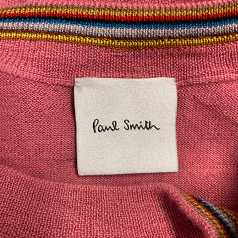 PAUL SMITH Size XL Pink Merino Wool Crew Neck Pullover