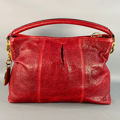 DONNA KARAN Burgundy Gold Leather Shoulder Handbag