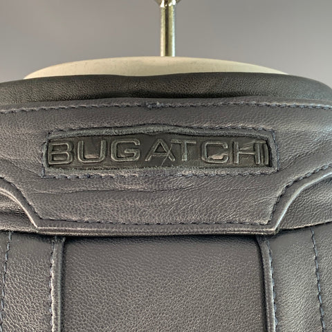 BUGATCHI Size L Navy Lambskin Leather Moto Racer Jacket