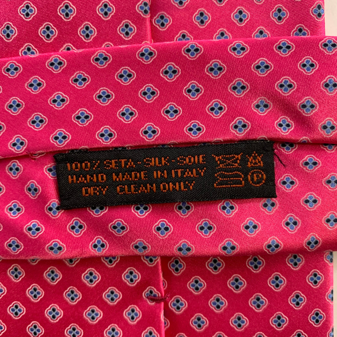 DOLCEPUNTA Pink Blue Polka Dot Silk Tie