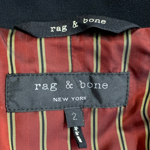 RAG & BONE Size 2 Black Crepe Two Tone Lambskin Jacket Blazer