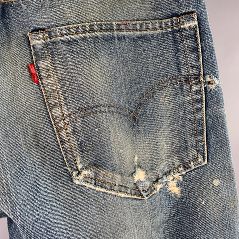 LEVI STRAUSS Size 32 Blue Red Distressed Selvedge Denim Jeans