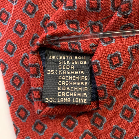 ERMENEGILDO ZEGNA Size One Size Red Blue Abstract Silk Cashmere Blend Tie