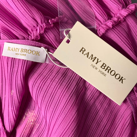 RAMY BROOK Size S Purple Polyester Pleated Casual Top