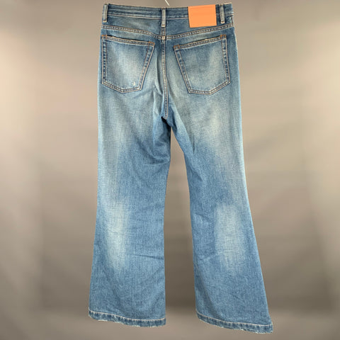ACNE Size 30 Blue Flare Leg Cotton Button Fly Jeans