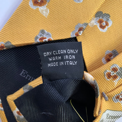 ERMENEGILDO ZEGNA Size One Size Yellow Rust Floral Silk Tie