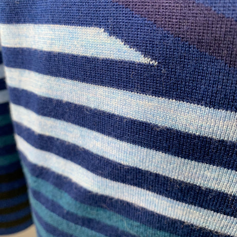 PS by PAUL SMITH Size XL Navy Multi Color Stripe Merino Wool Crew Neck Pullover