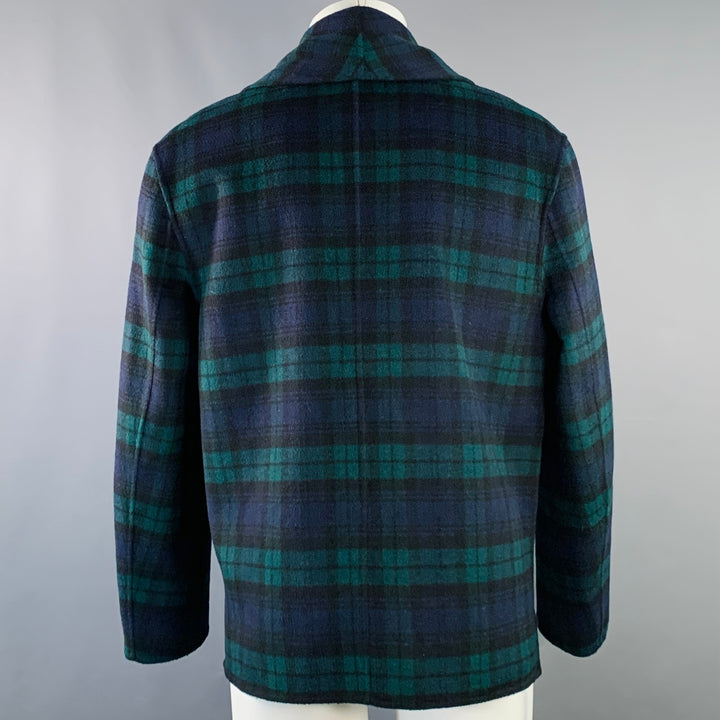 KITH Size L Green Navy Blackwatch Plaid Wool Blend Jacket