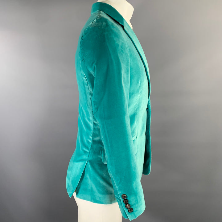 PAUL SMITH Size 38 Teal Polyester Notch Lapel Sport Coat