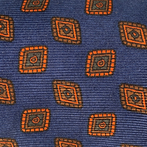 FACONNABLE Navy Orange Diamond Silk Tie
