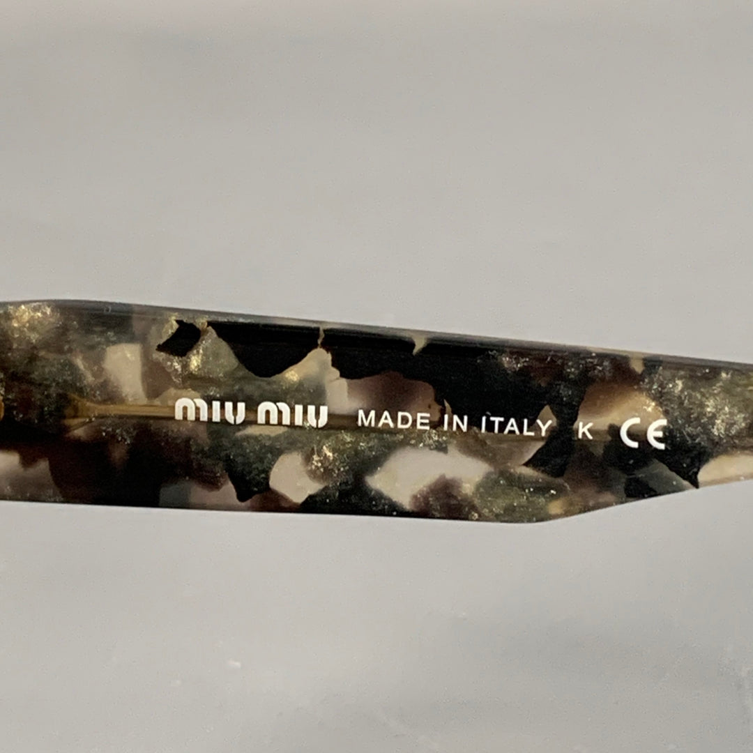 MIU MIU Rasoir Silver Taupe Rhinestones Acetate Semi Rimless Cat Eye Sunglasses