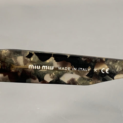 MIU MIU Rasoir Silver Taupe Rhinestones Acetate Semi Rimless Cat Eye Sunglasses