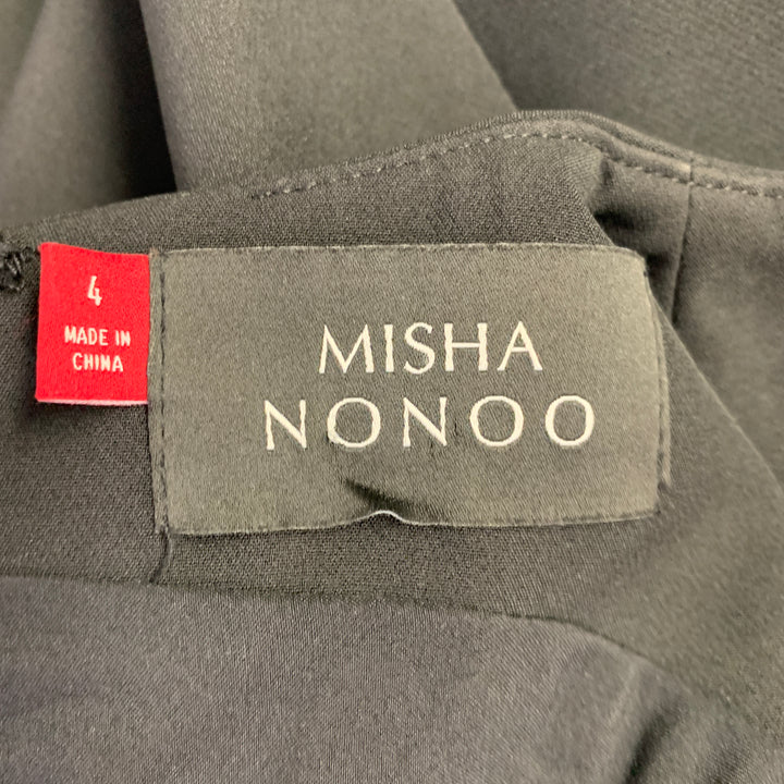 MISHA NONOO Size 4 Black White Polyester Blend Two Tone Shift Cocktail Dress