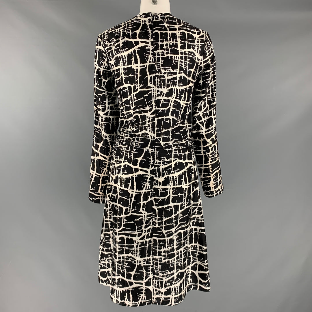 MARNI Size 2 Black Heather Silk Print Long Dress