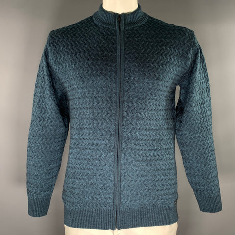 JOLLY DOABA HOSIERY Size XL Blue Teal Knitted Zip Up Jacket