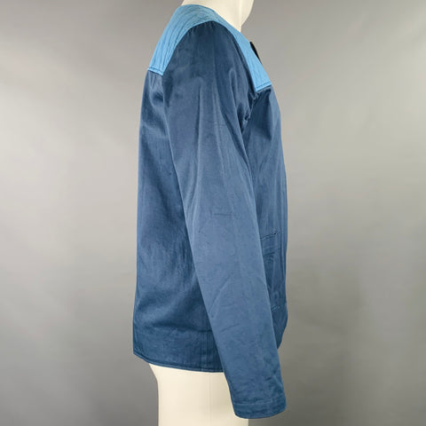 Veste sans col en coton biologique bicolore bleu marine METISEKO taille M
