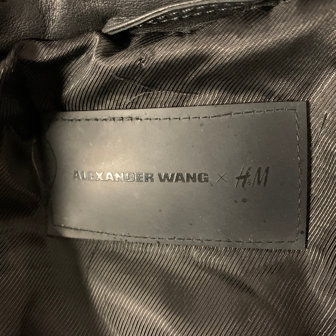 ALEXANDER WANG Size 8 Black Leather Quilted Puffer Moto Racer Jacket