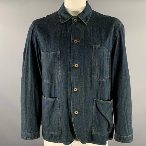 RRL by RALPH LAUREN Size L Navy Cotton Linen Worker Jacket