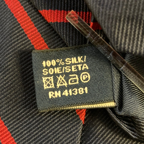 POLO Navy Red Gold Emblem Stripe Silk Tie