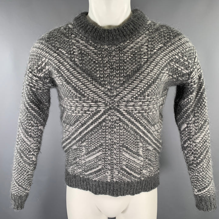 LES HOMMES Size XS Grey Light Grey Angora Blend Crew-Neck Sweater
