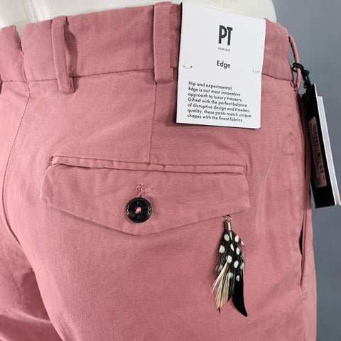 PT TORINO Size 34 Pink Rose Cotton Blend Pleated Dress Pants