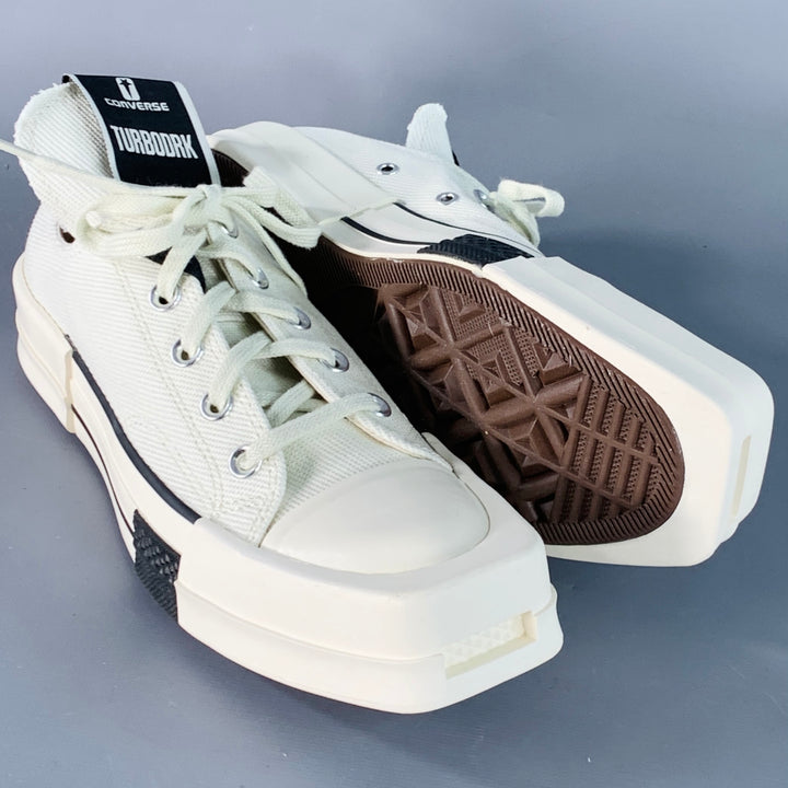 DRKSHDW Size 8 TURBODRK Ivory White Canvas Square Toe Lace-Up Sneakers