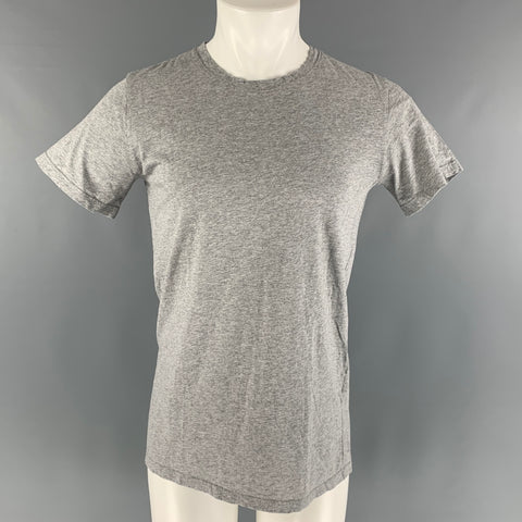 BALMAIN Size M Grey Solid Cotton Crew-Neck T-shirt