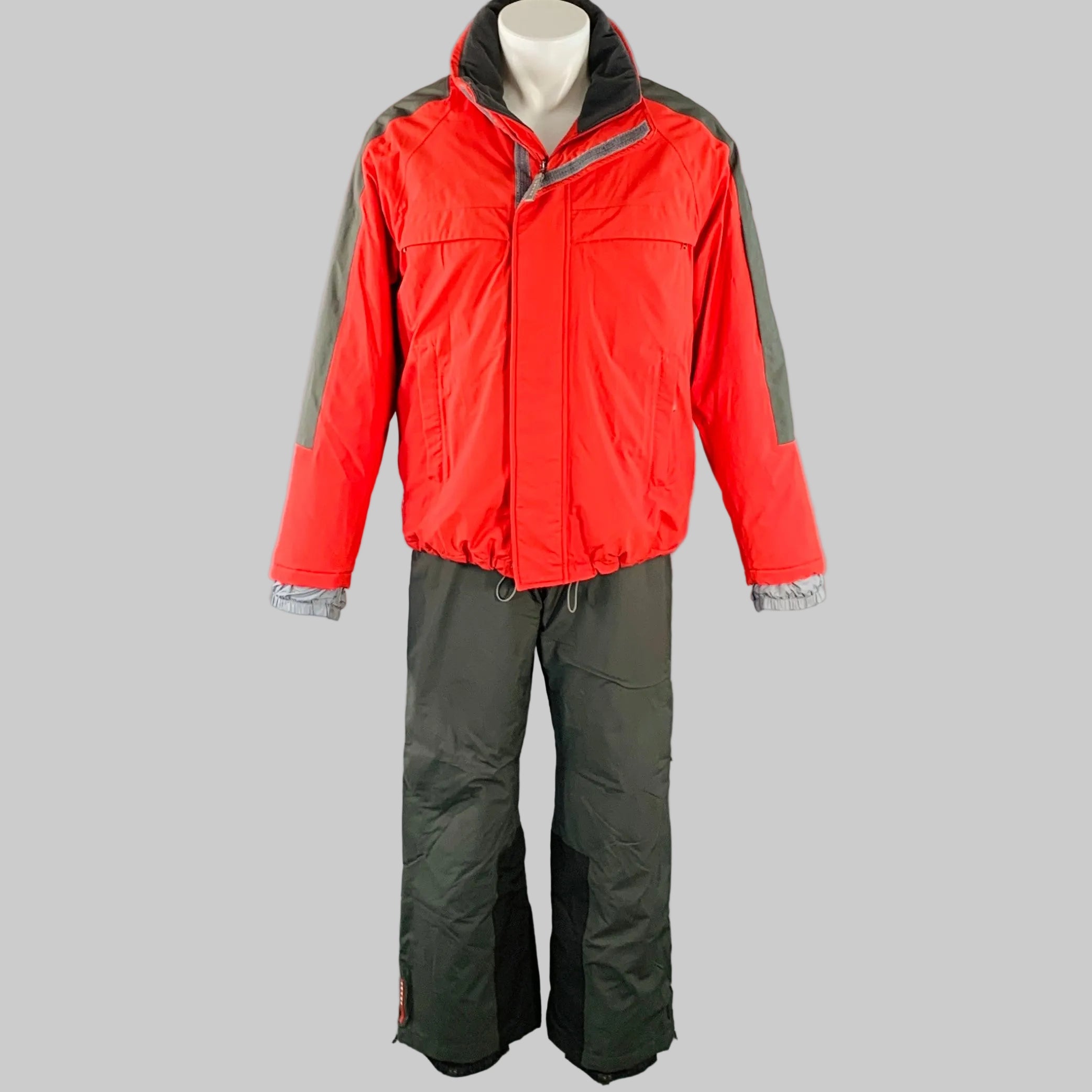 PRADA SPORT Size 40 Red Forest Green Nylon Ski Snow Jacket Pants